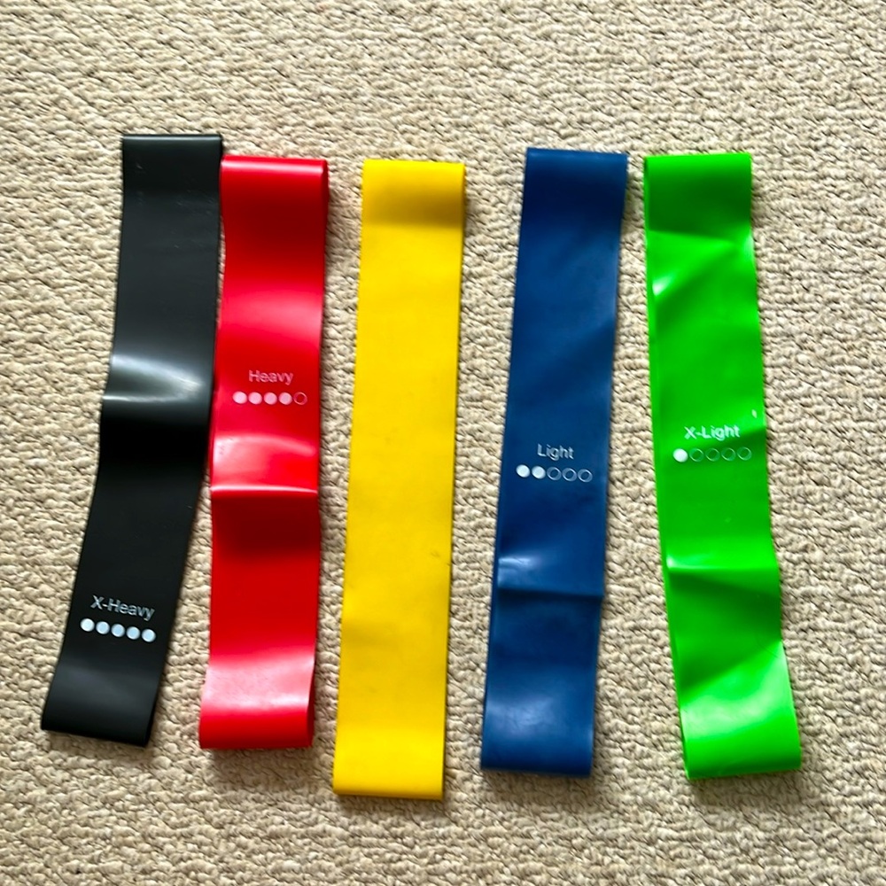 Exercise bands x-light to x-heavy . All excellent condition. Barely used.